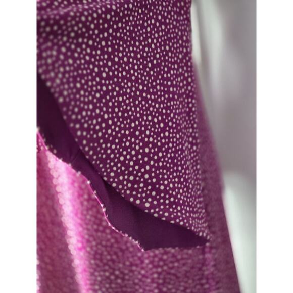 Chicos Womens Small Raspberry Polka Dot Flare Sleeve A Line Dress Lined Vneck - Picture 2 of 6